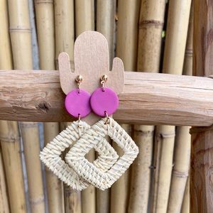 Handmade Polymerclay rattan earrings